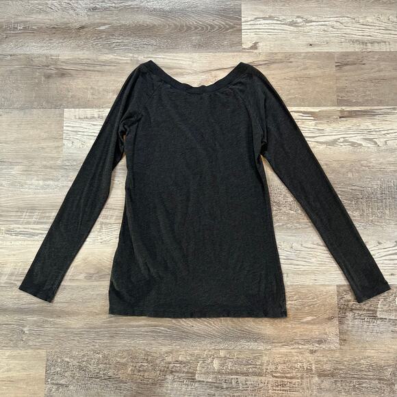 Vince Long Sleeve Tee Charcoal Cotton Blend Lightweight Stretch Minimalist M - Picture 2 of 6